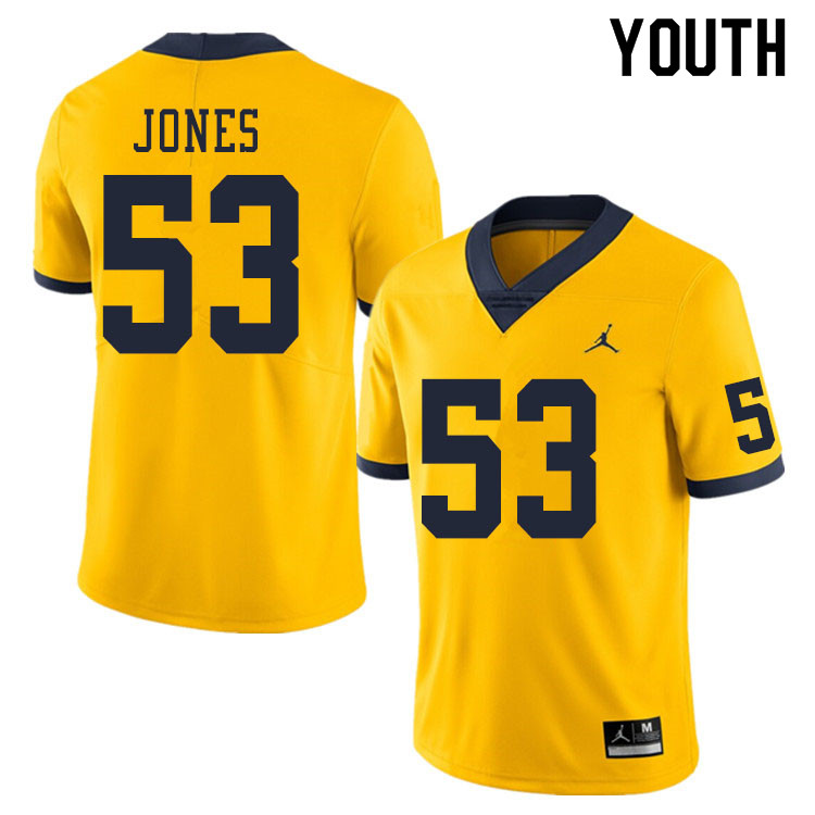 Youth #53 Trente Jones Michigan Wolverines College Football Jerseys Sale-Yellow